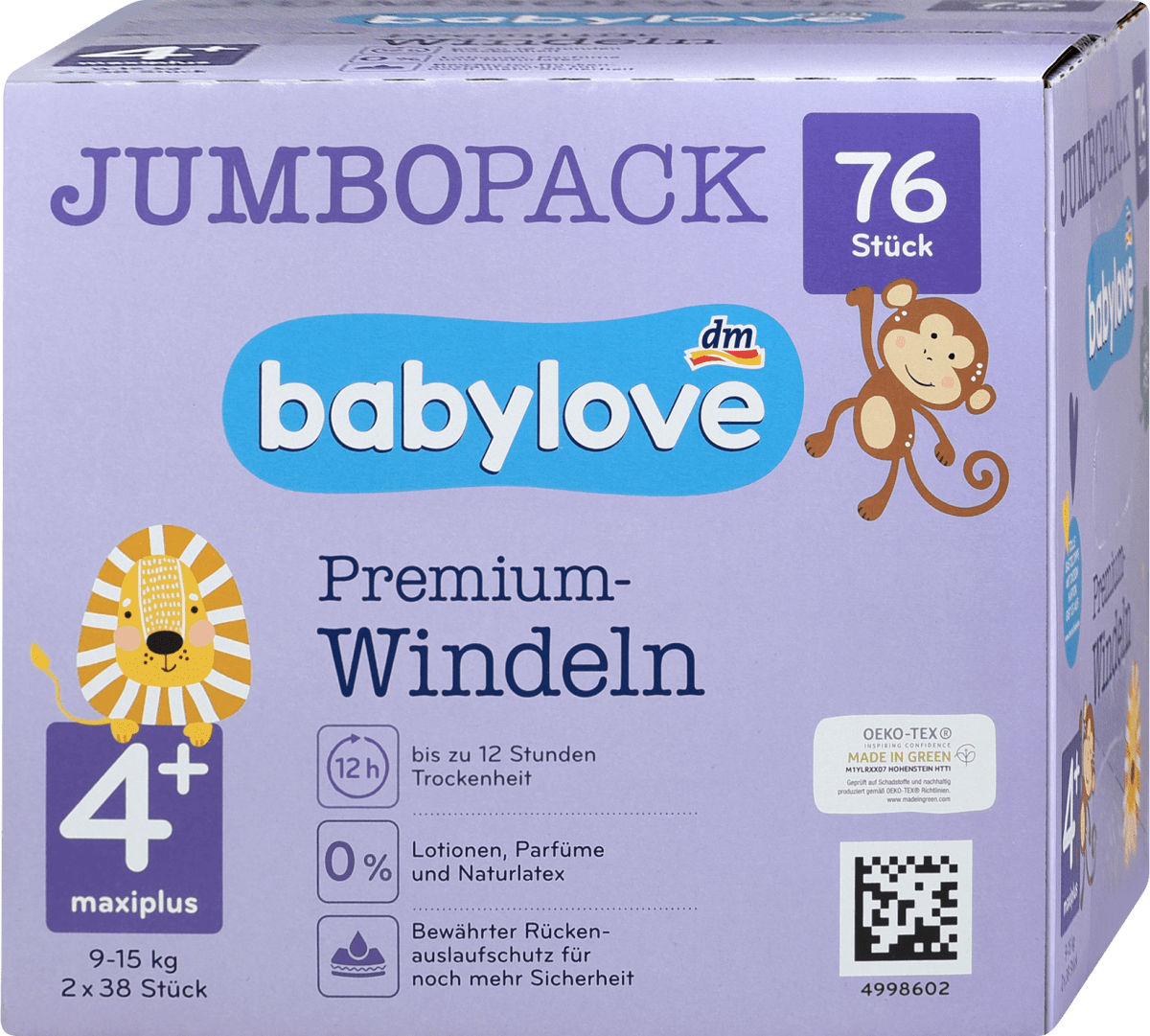 babylove Premium pelene jumbo maxiplus vel. 4 9 15 kg 76 kom