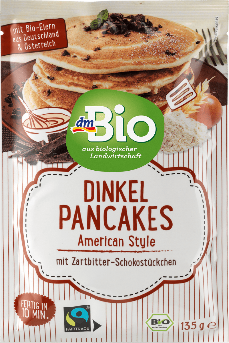 dmBio Backmischung Dinkel Pancakes mit Zartbitter-Schokostückchen ...