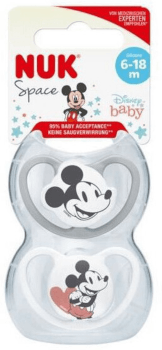 NUK Ciuccio Mickey Mouse Silicone 6-18m, 2 pz Acquisti online sempre  convenienti