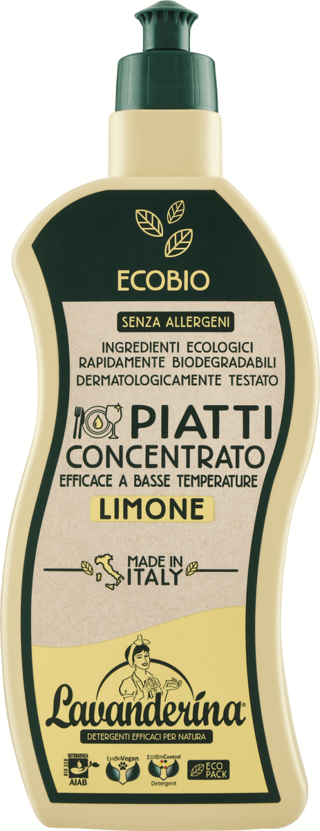 Detersivo Piatti A Mano Limone Lavanderina Ecobio ml 650