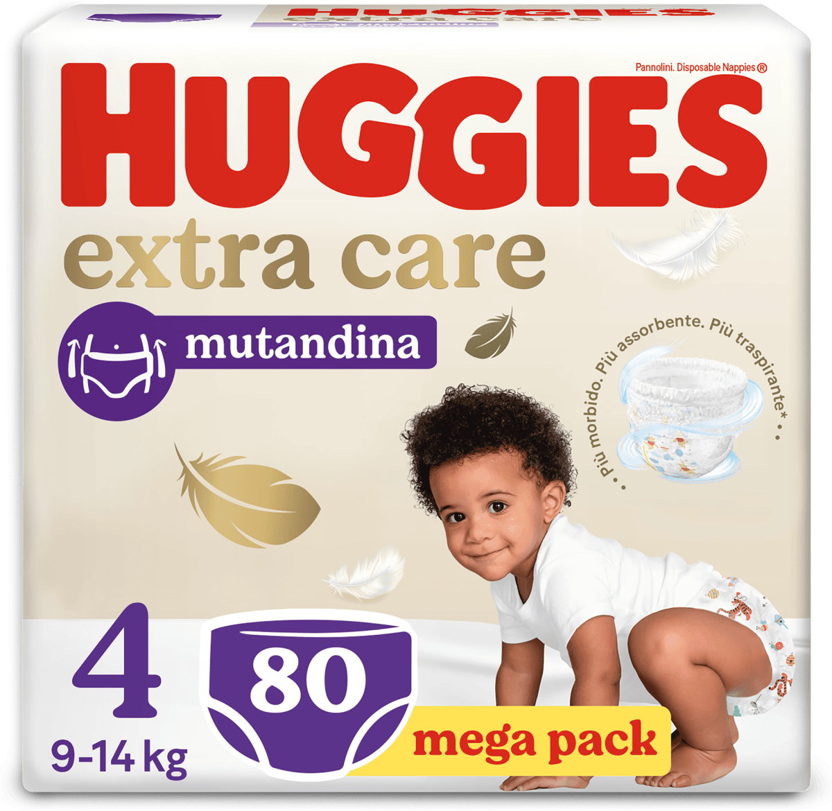 Huggies Mega Pack Pannolini a mutandina Extra Care taglia 4 80 pz