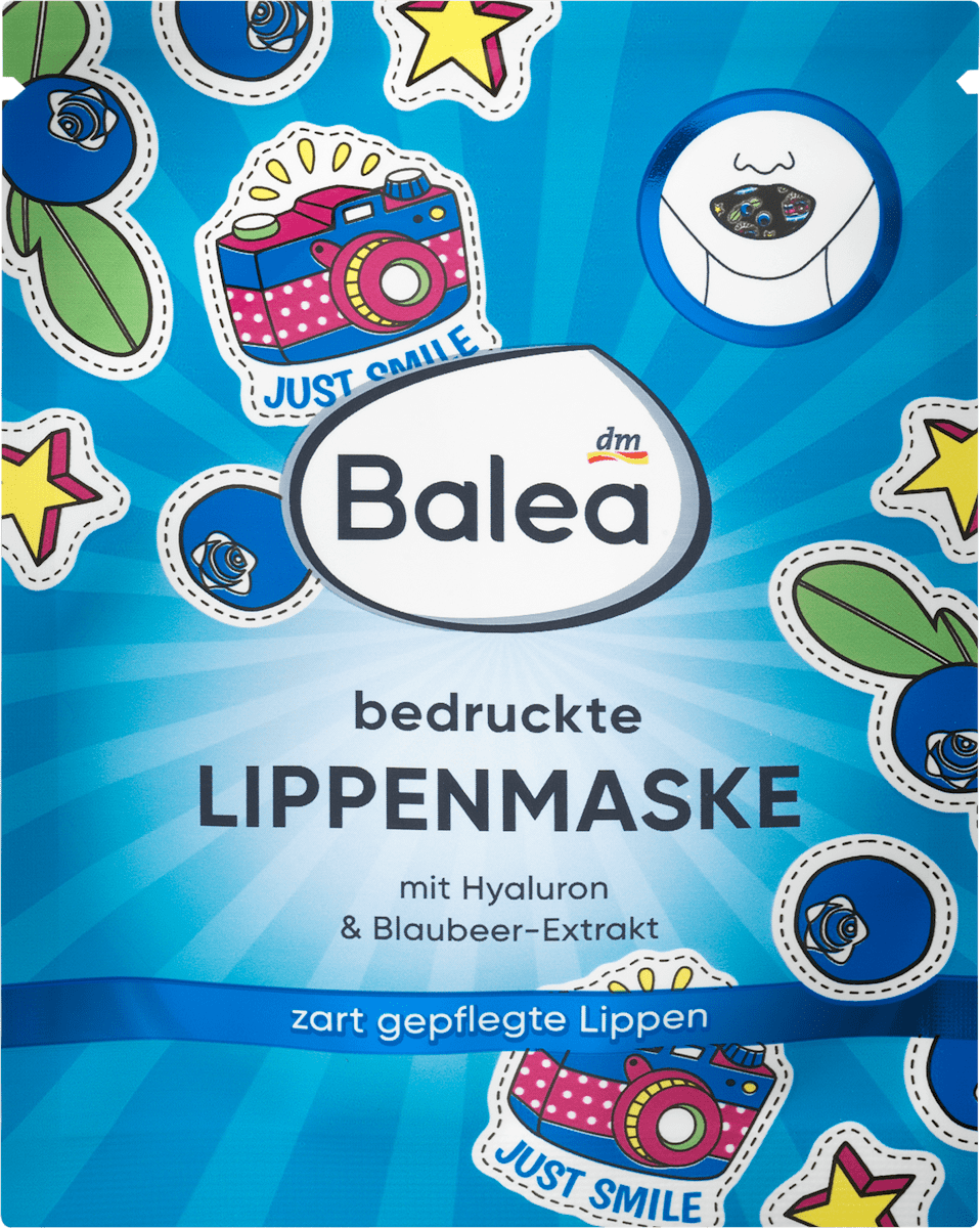Balea Lippenmaske bedruckt Neon mit Blaubeer-Extrakt, 1 St dauerhaft ...