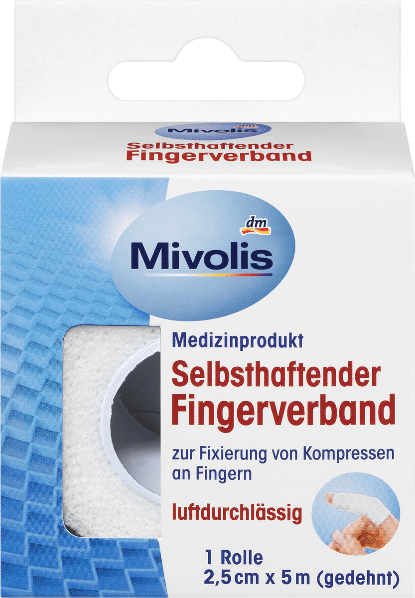 Mivolis Selbsthaftender Fingerverband, 2,5 cm x 5 m (gedehnt), 1