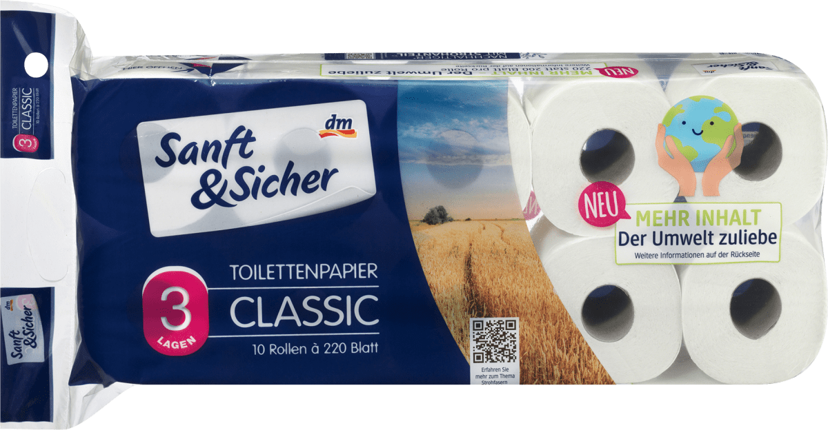 Toilettenpapier Blatt), online Sanft&Sicher St 3-lagig kaufen (10x220 Stroh 10 dauerhaft günstig Classic