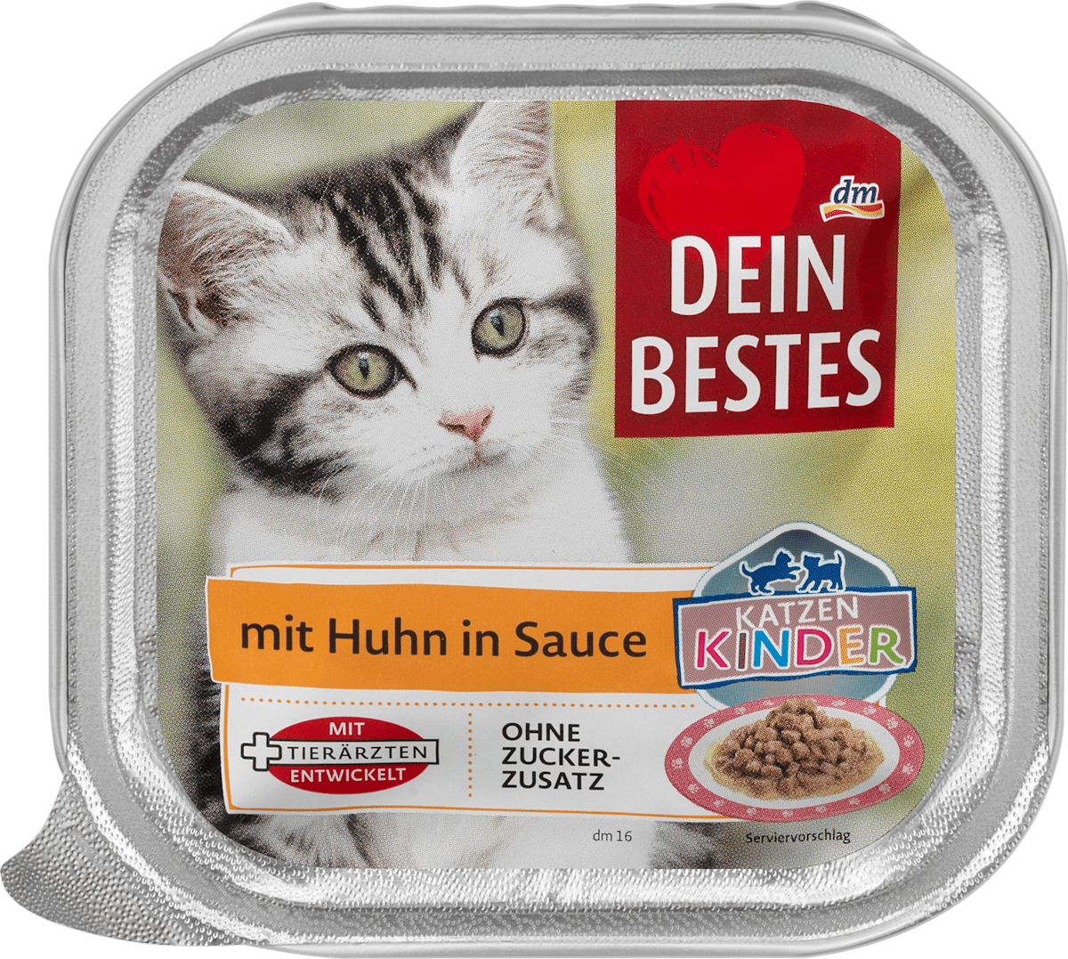 Dein Bestes Nassfutter Katze Kitten mit Huhn in Sauce, Junior, 100 g ...