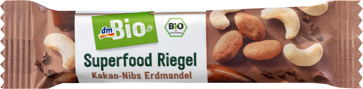 dmBio Nuss-Frucht-Riegel, Superfood Kakao-Nibs &amp; Erdmandel, 40 g ...