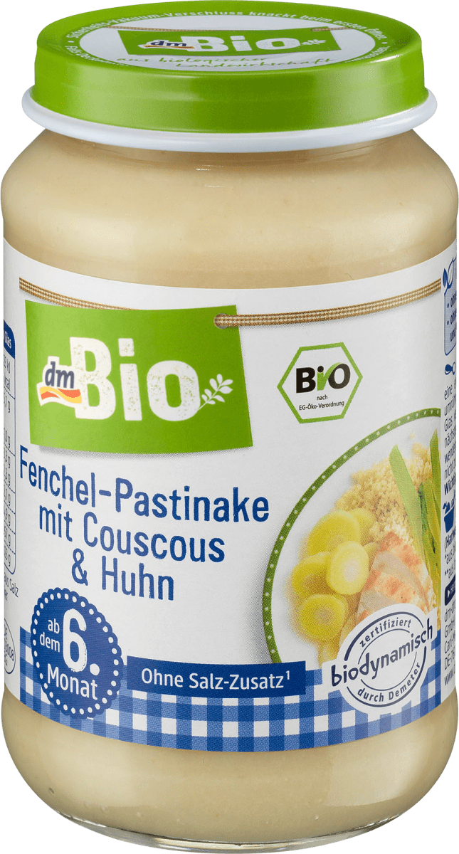 dmBio Babymenü Fenchel-Pastinake mit Couscous und Huhn ab 6. Monat ...