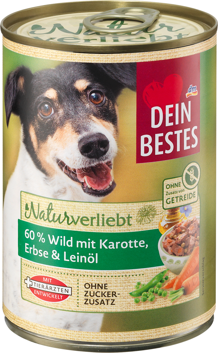 Dein Bestes Nassfutter Hund mit Wild, Karotten, Erbsen &amp; Leinöl ...