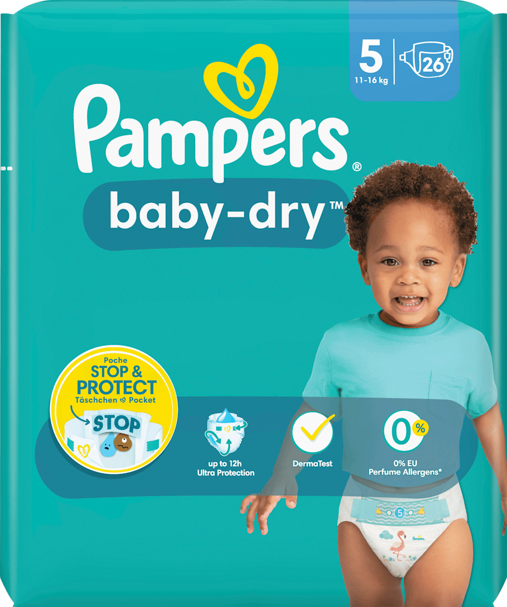 Pampers Couches baby-dry taille 5 Junior, 11-16 kg 8006540715505 bei   günstig kaufen