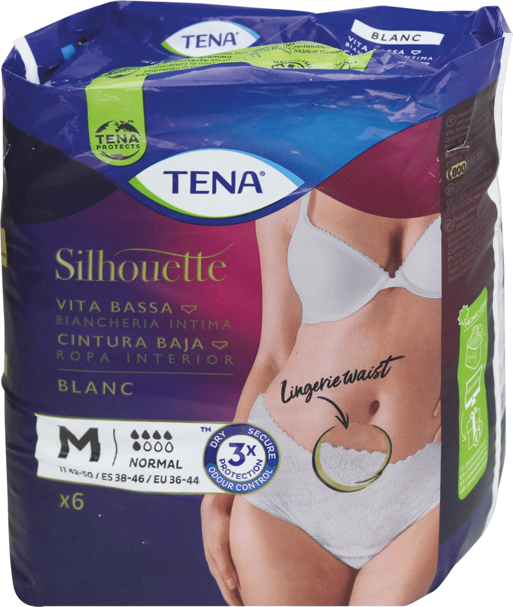 TENA Silhouette Mutandine assorbenti normal taglia M bianche, 6 pz Acquisti  online sempre convenienti