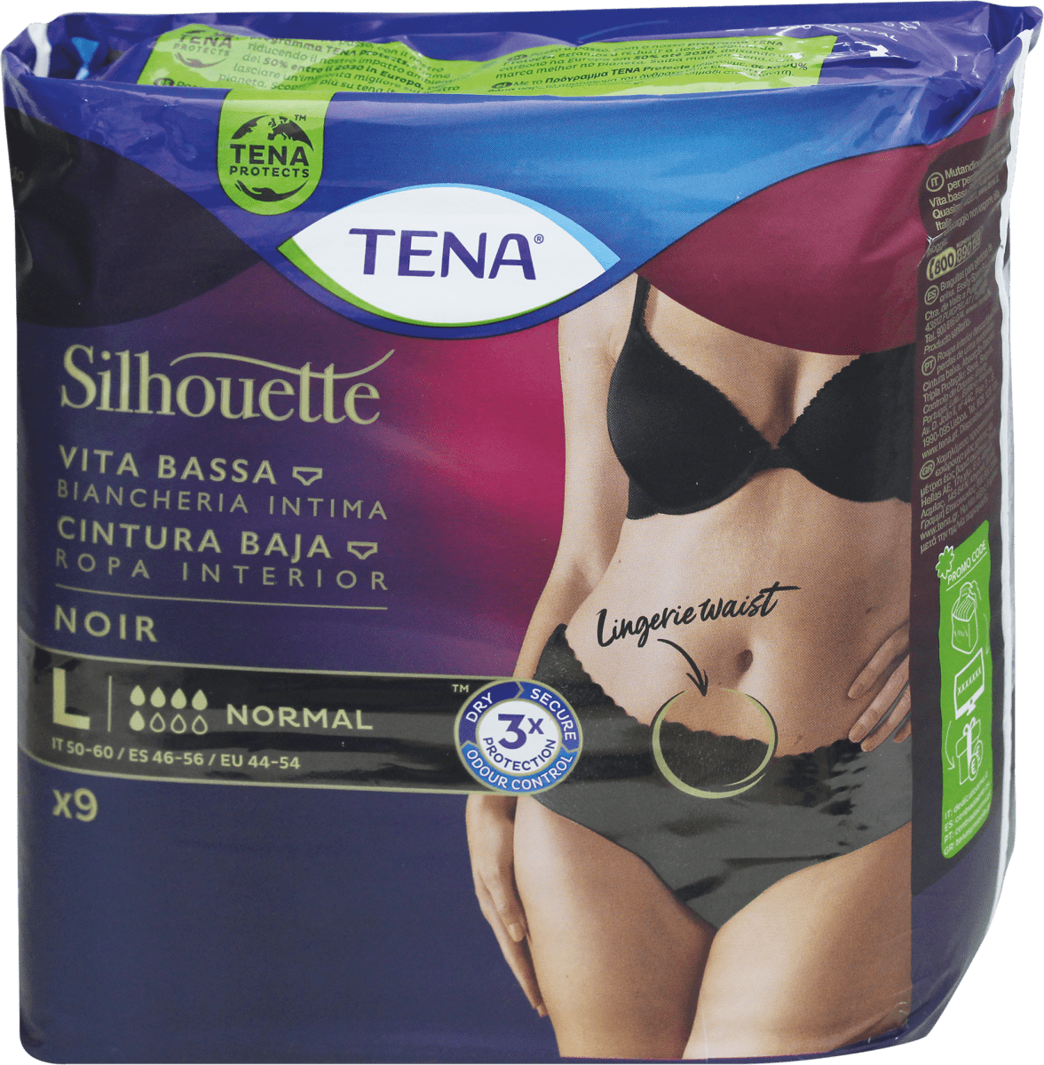 TENA Silhouette Noir Mutandine Incontinenza - Taglia L, Vita Bassa, 27 Pezzi, Per Donna - Foto 12