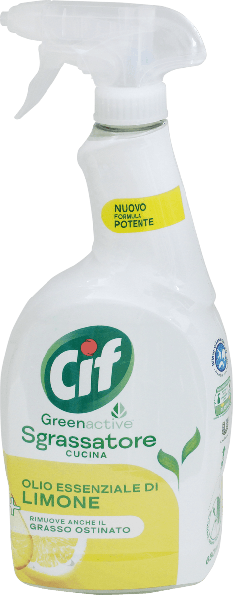 Cif Spray sgrassatore cucina Greenactive al limone, 650 ml
