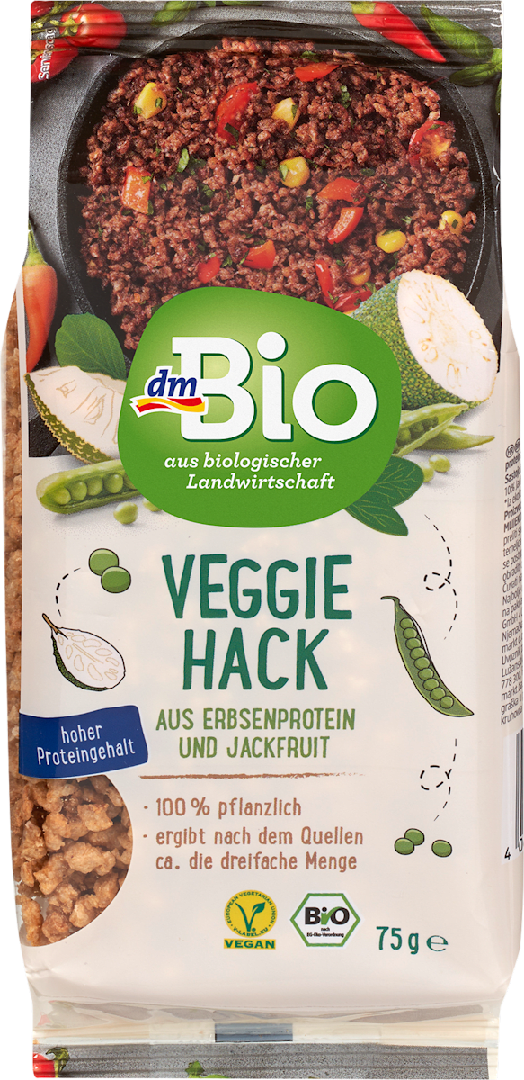 dmBio Hack aus Erbsenprotein und Jackfruit vegan 75 g dm.at