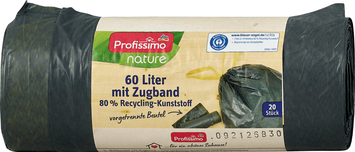 Profissimo Sacchetti spazzatura da 60 l riciclati con cordoncino nature, 20  pz Acquisti online sempre convenienti