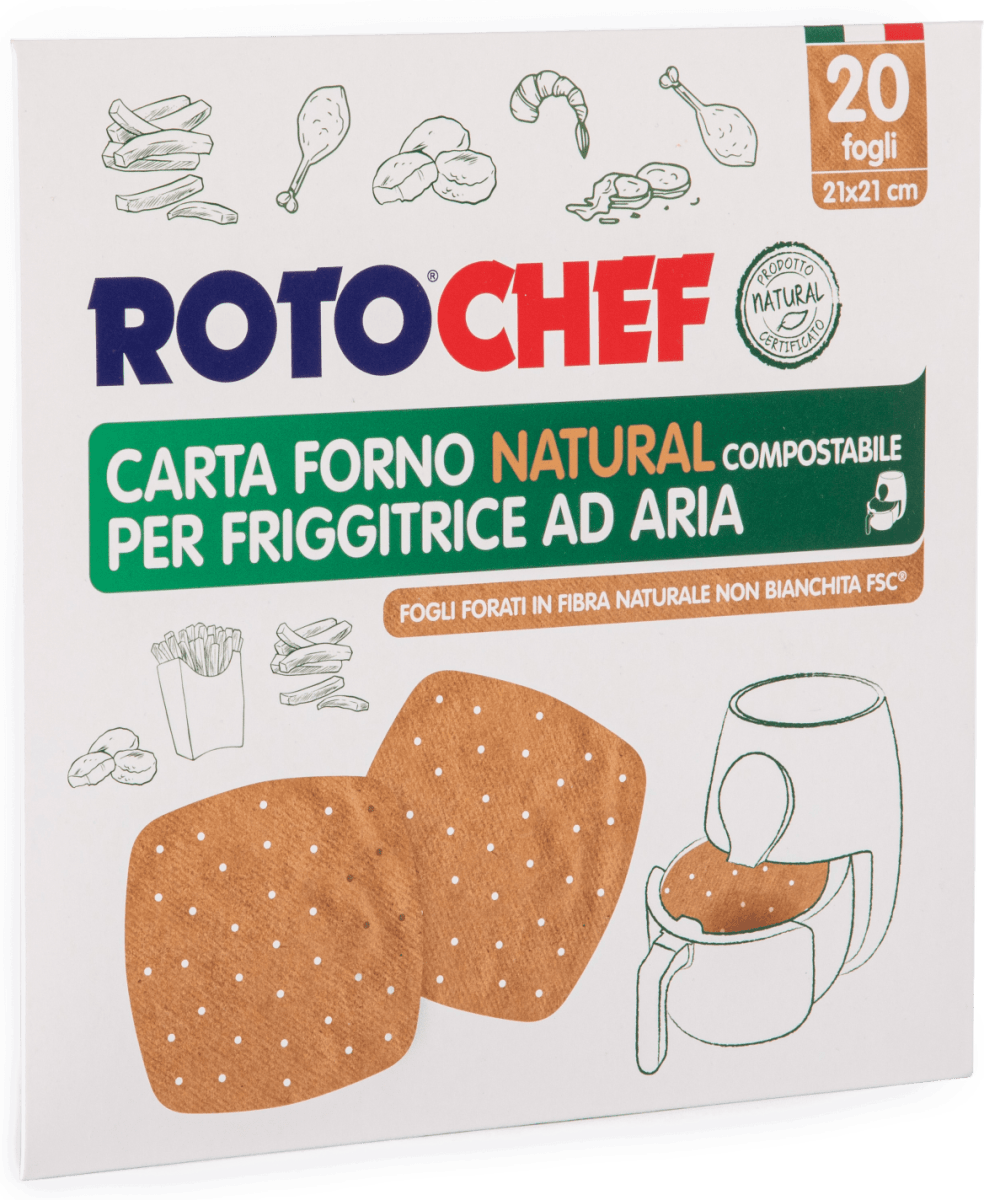 ROTOCHEF Carta forno Natural per friggitrice ad aria, 20 pz Acquisti