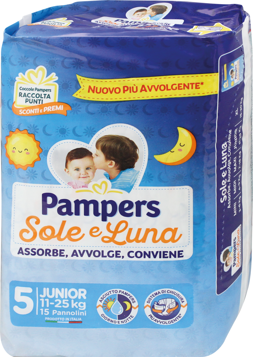 Pampers Pannolini Sole e Luna Junior taglia 5, 15 pz Acquisti online sempre  convenienti