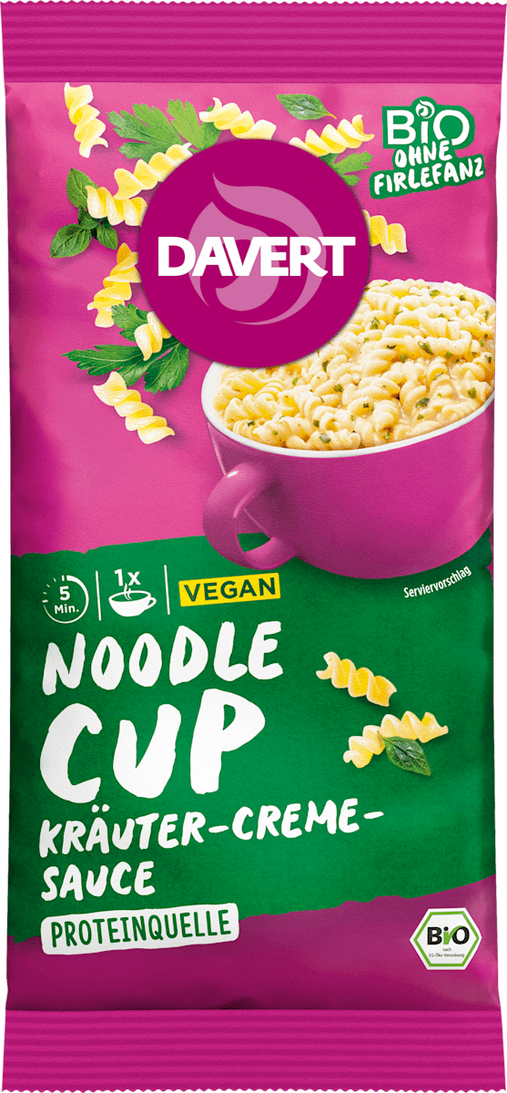 Davert Fertiggericht, Noodle Cup Kräuter-Creme-Sauce, 61 g dauerhaft ...