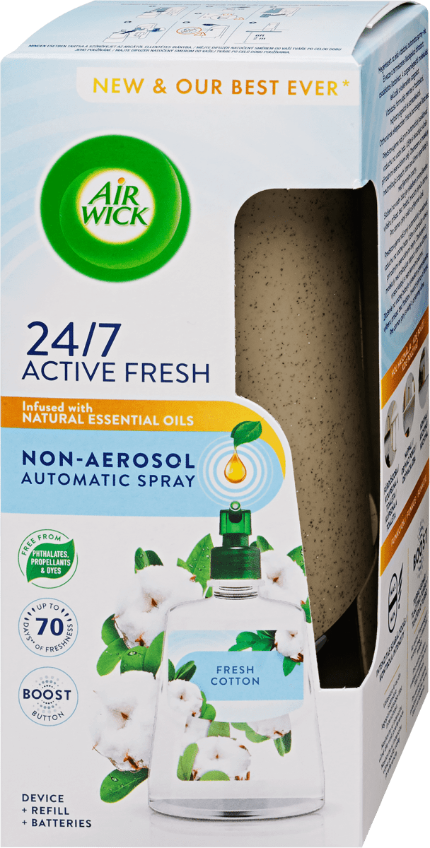Air Wick Active Fresh légfrissítő készülék Friss pamut illattal, 1 db