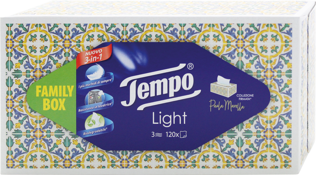 Tempo Family Light Box fazzoletti, assort., 120 pz Acquisti online