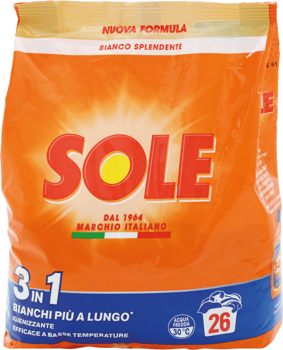 SOLE Detersivo igienizzante bianco splendente in polvere, 1,3 kg