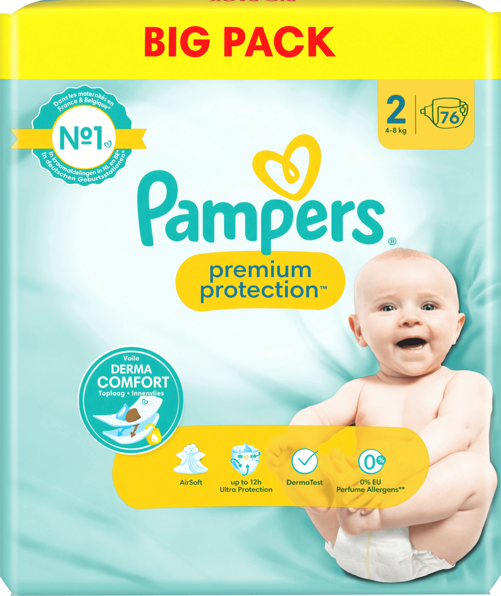 Pampers Windeln Premium Protection Gr. 2 Mini, New Baby (4-8 kg), Big Pack,  76 St dauerhaft günstig online kaufen