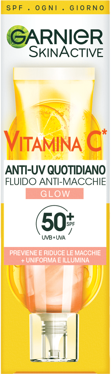 GARNIER SKIN ACTIVE Fluido anti-macchie GLOW Vitamina C SPF50+, 40 ml Acquisti  online sempre convenienti