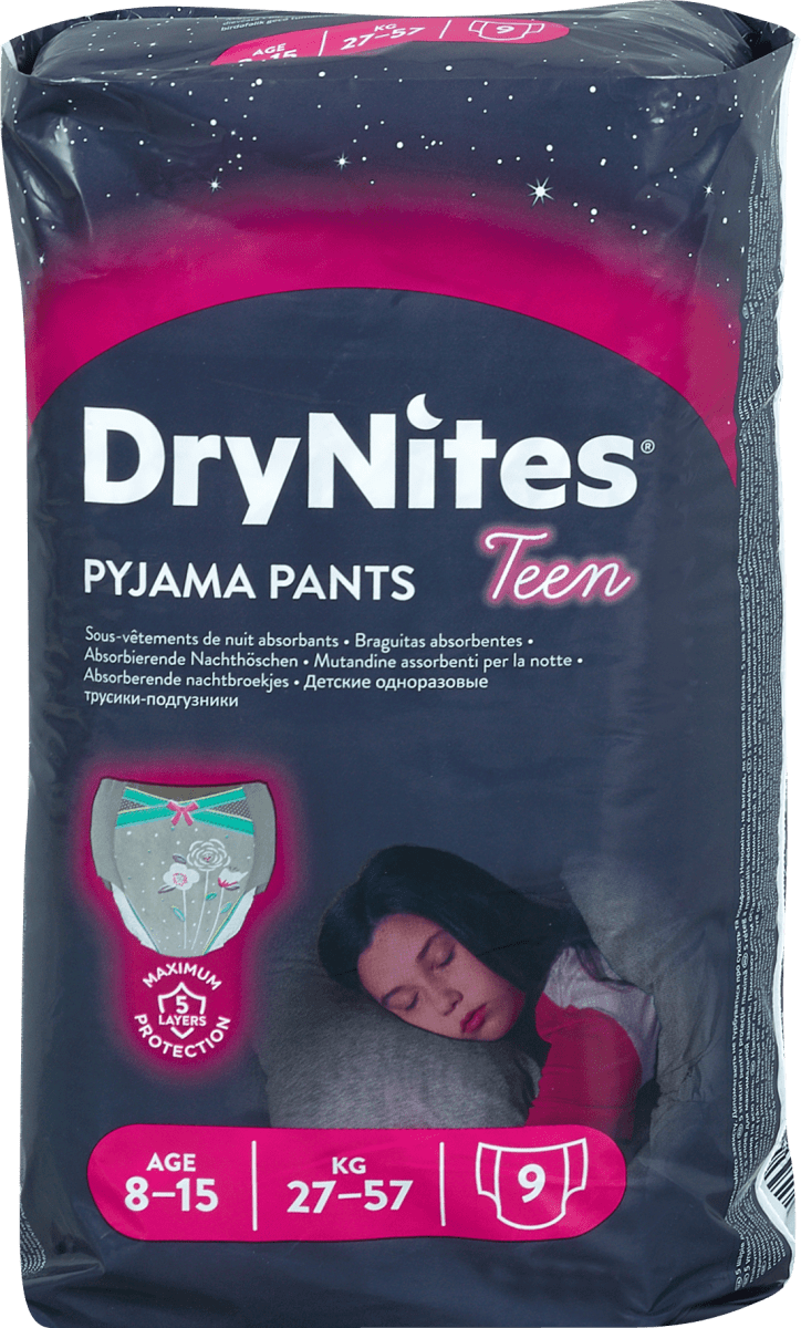 DryNites Mutandine assorbenti notte ragazza 8 15 anni 27 57 kg