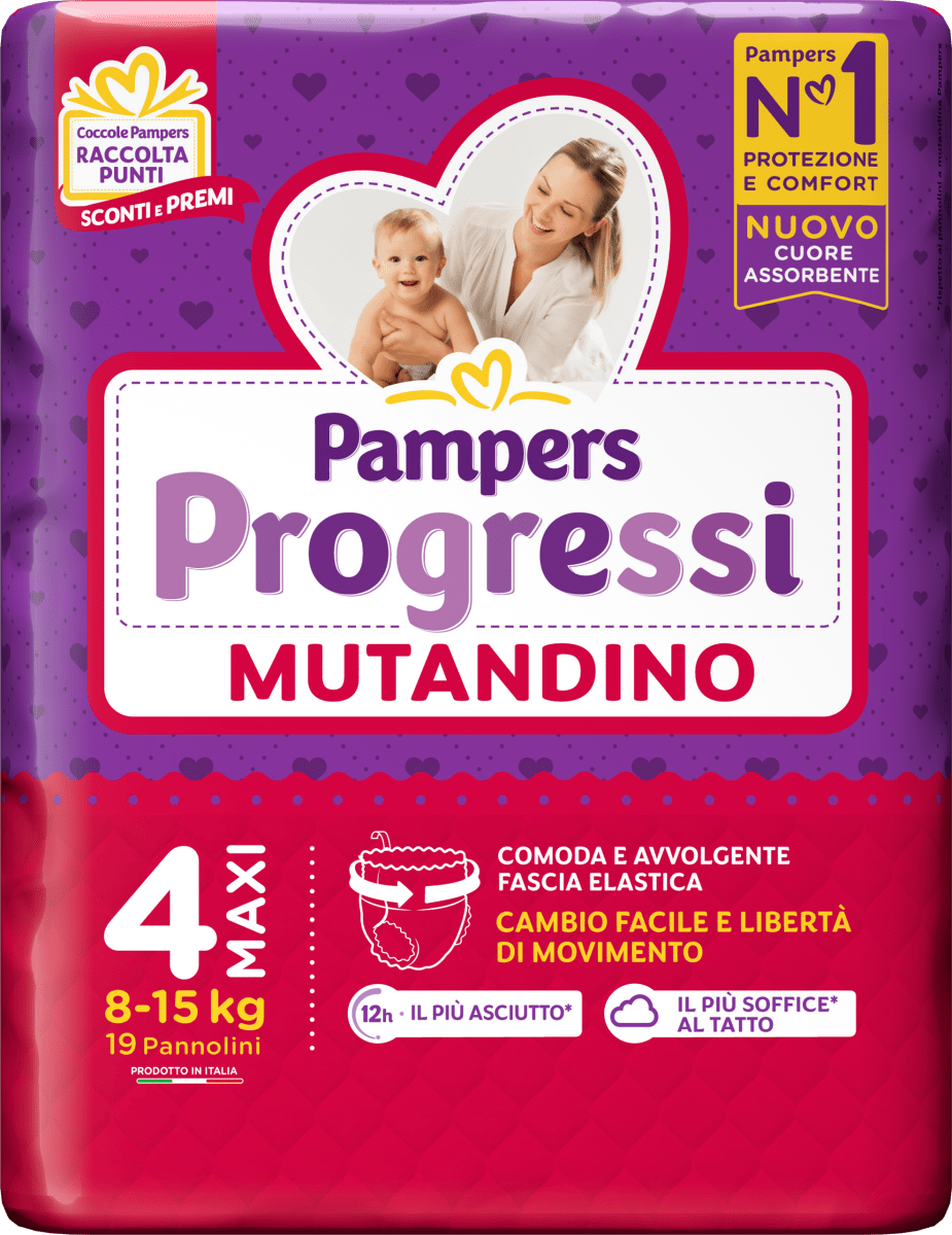 Pampers Progressi Maxi, 132 Pannolini, Taglia 4 (7-18 Kg) 4 (132 Unità –