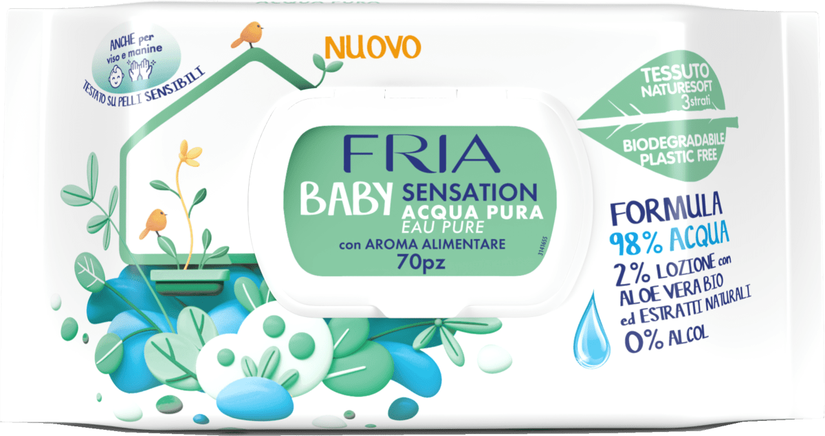 FRIA Salviette detergenti baby Sensation Acqua Pura, 70 pz Acquisti online  sempre convenienti