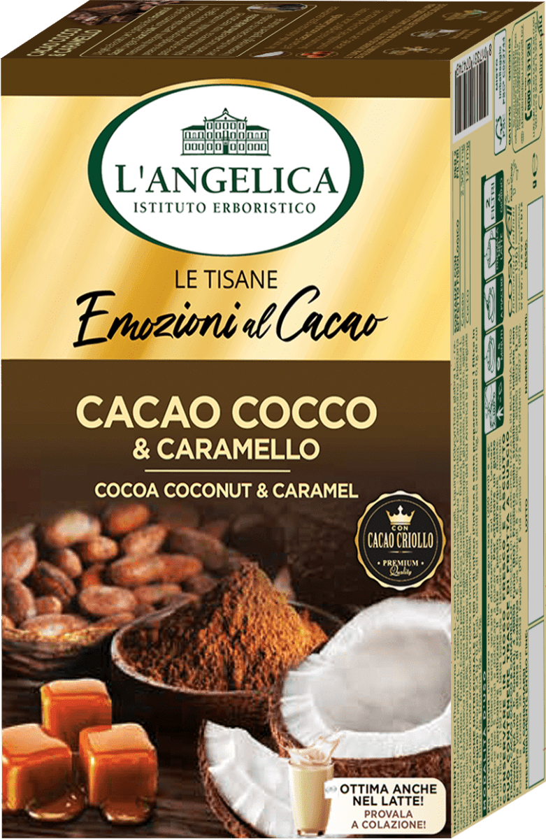 L'ANGELICA Tisana tono e carica con cacao, cocco e caramello Emozioni al  Cacao, 30 g Acquisti online sempre convenienti