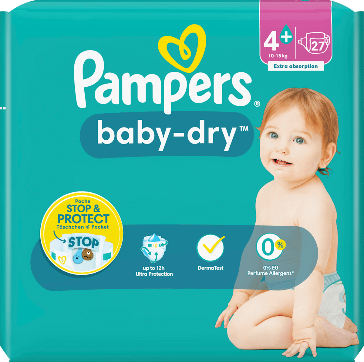 Pampers Windeln Baby Dry Gr.4 Maxi Plus 10 15 kg 27 St