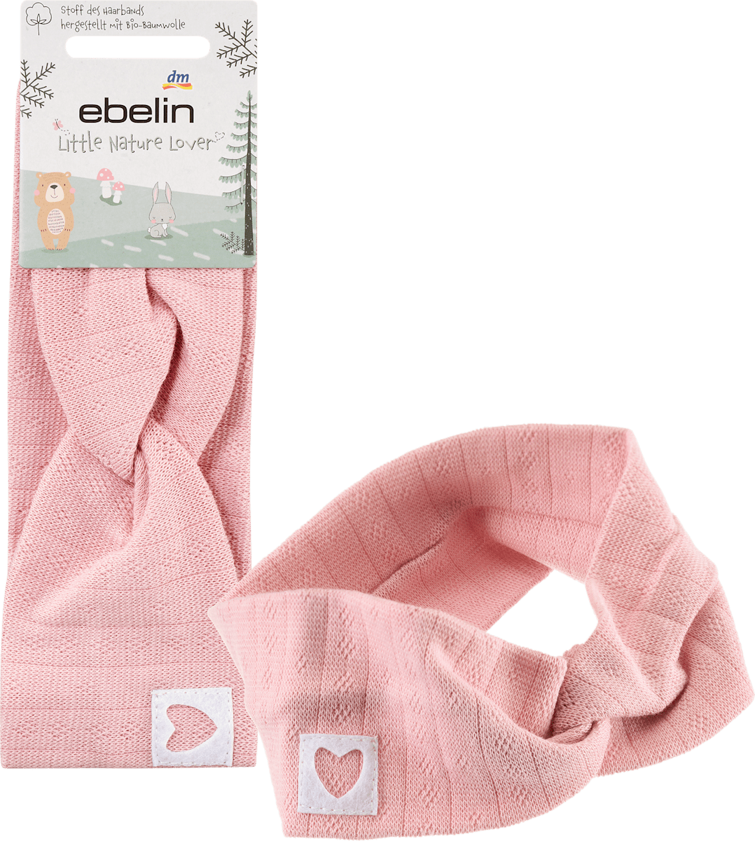 People Wear Organic Haarband Hellrosa | Mit Erdbeermotiv | GOTS Zertifiziert 42-44 Cm