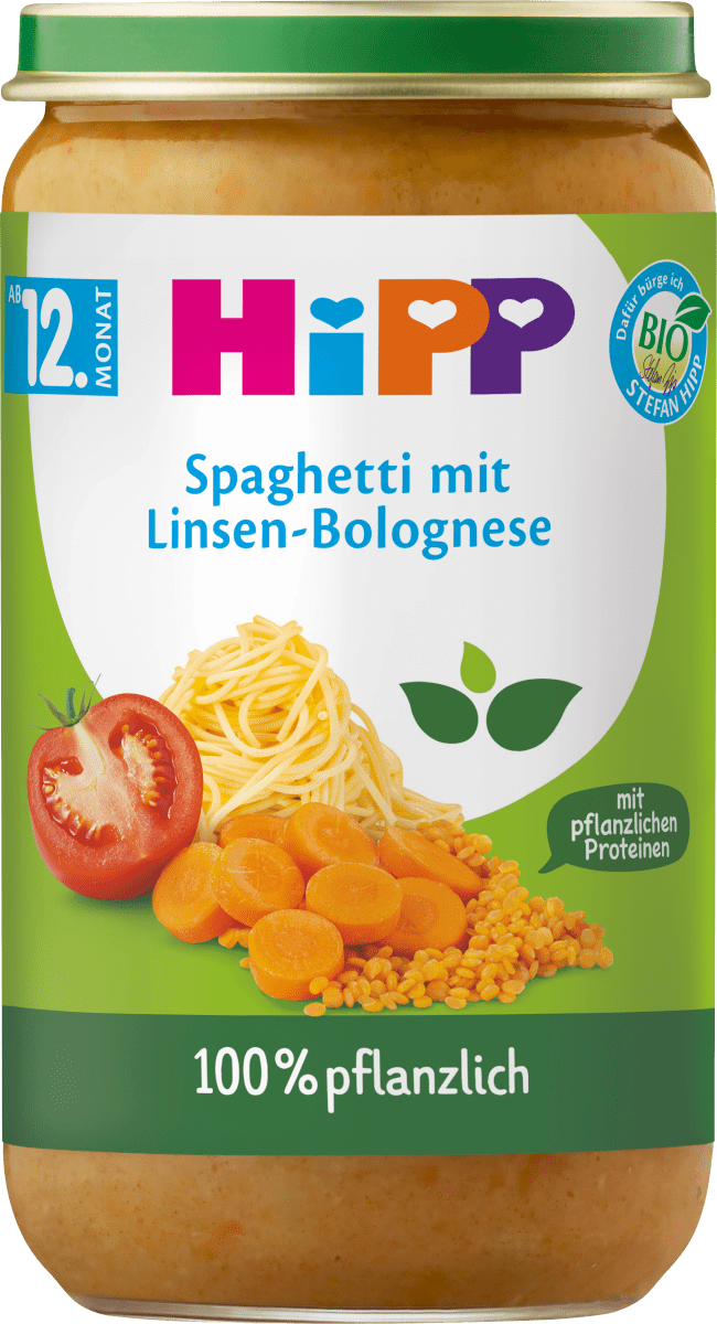 Hipp Menü Spaghetti mit Linsen-Bolognese ab 12. Monat pflanzlich, 250 g  dauerhaft günstig online kaufen