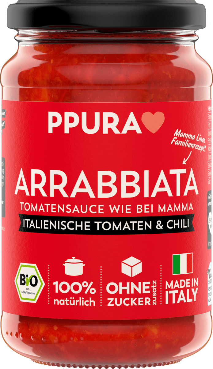 PPURA Tomatensoße, Arrabbiata, fruchtige Tomaten &amp; Chili, 340 g ...