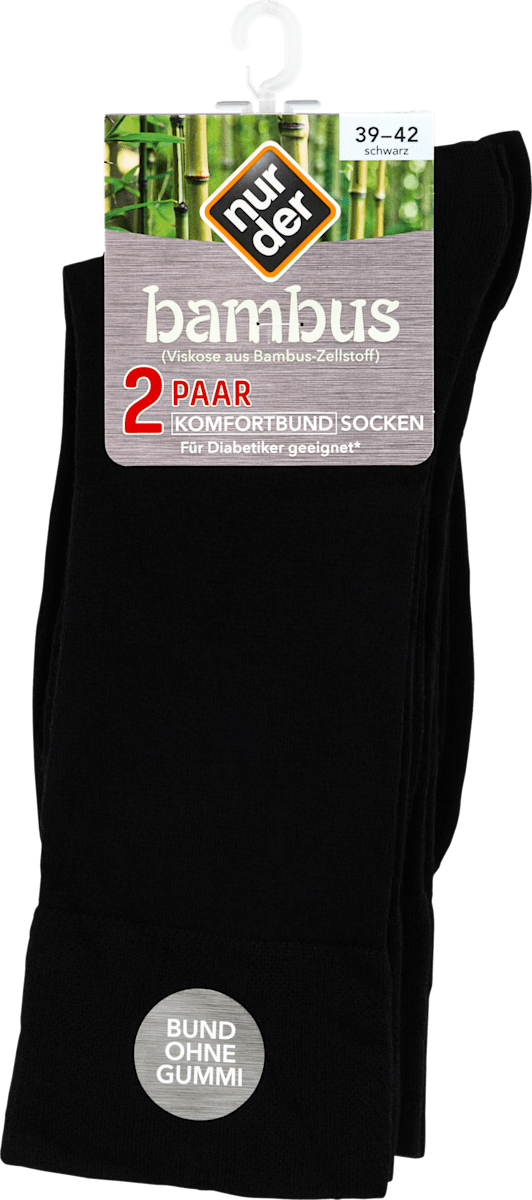 Bambus Herrensocken Komfort schwarz, Gr. 39-42 (2 Paar), 4 St