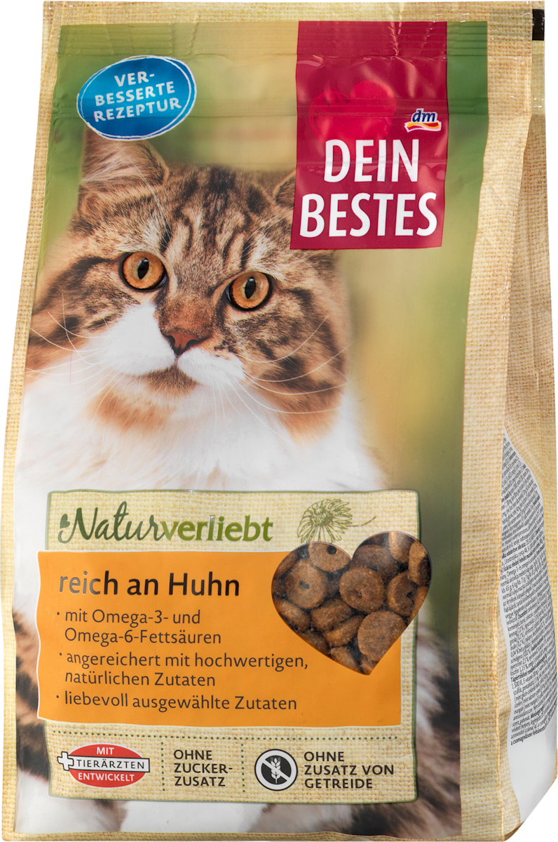 Dein Bestes Trockenfutter Katze Naturverliebt reich an Huhn, 500 g dm.at