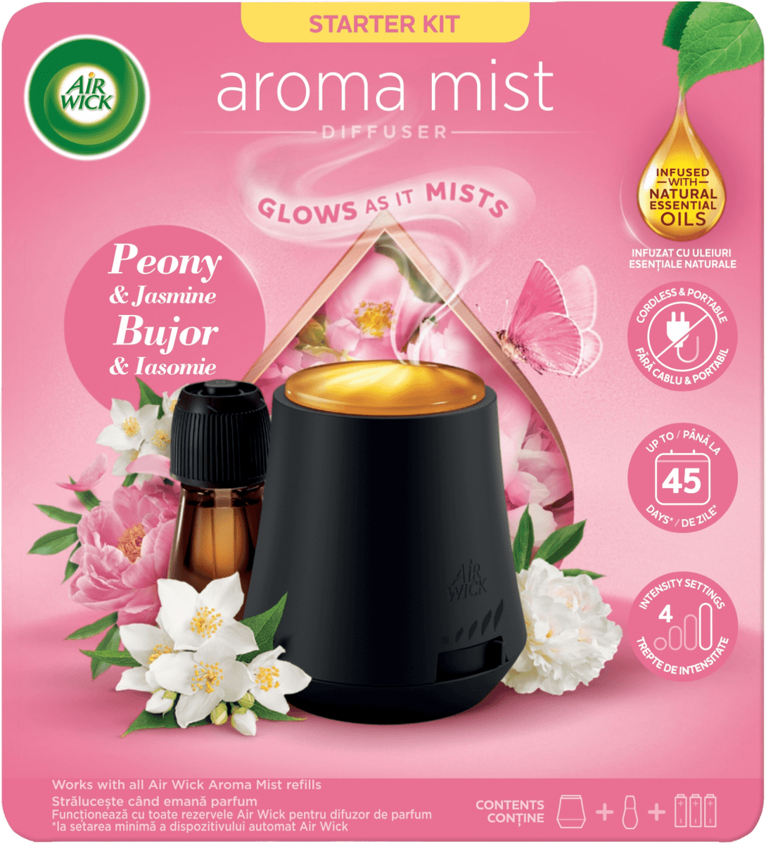 AIRWICK Difuzor cu uleiuri esențiale și rezervă Peony, 20 ml | dm.ro