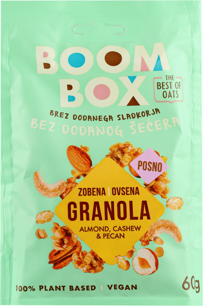 BOOM BOX Zobena granola, posno orašasti plodovi, 60 g trajno povoljna
