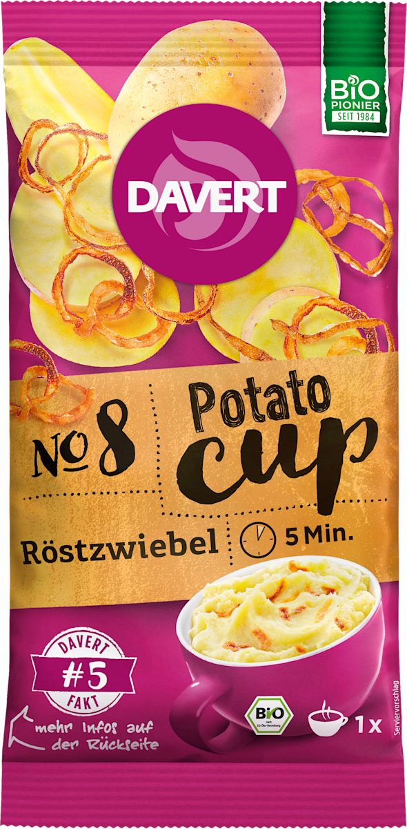 Davert Fertiggericht, Potato Cup mit Röstzwiebel, No.8, 54 g dauerhaft ...