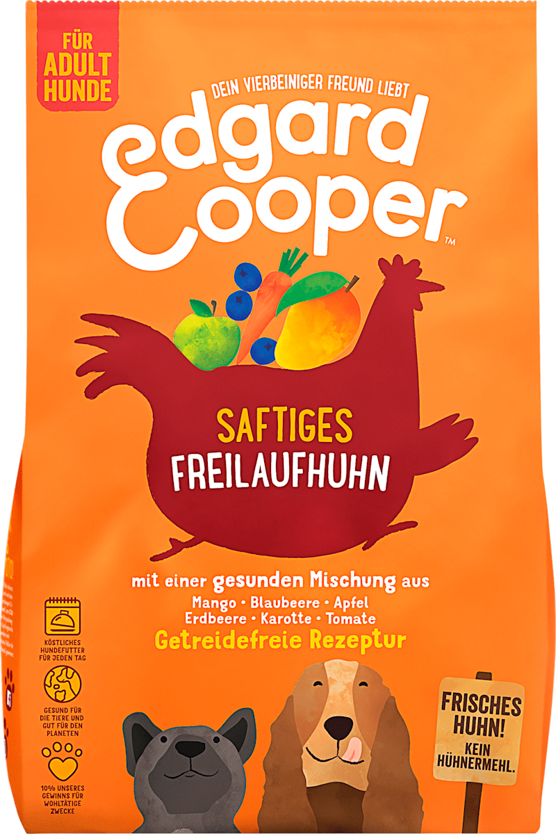 Edgard &amp; Cooper Trockenfutter Hund mit Huhn &amp; Mango, 2,5 kg dauerhaft ...