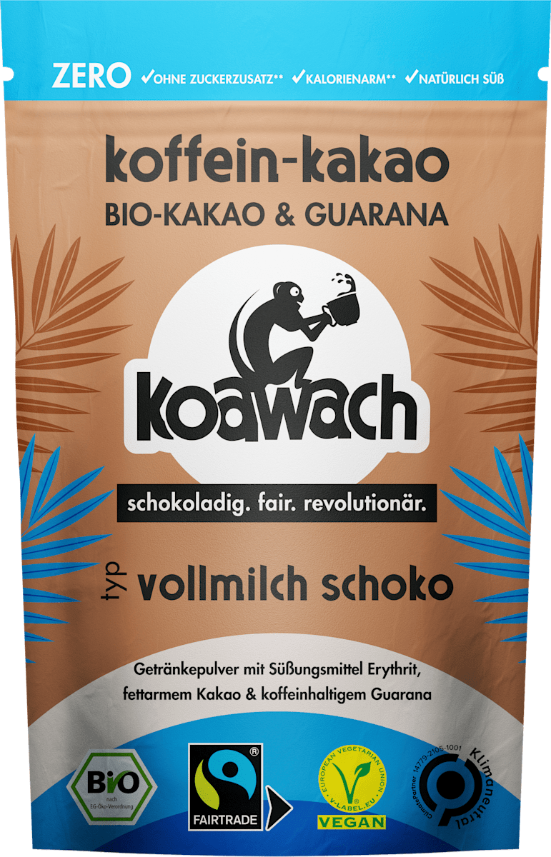 koawach Koffein Kakaopulver Vollmilch, zuckerfrei, 100 g dauerhaft ...