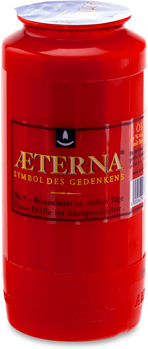 AETERNA Grabkerzen Nr. 73, Rot, 30% Ölgehalt, Brenndauer 6 Tage, 20 St
