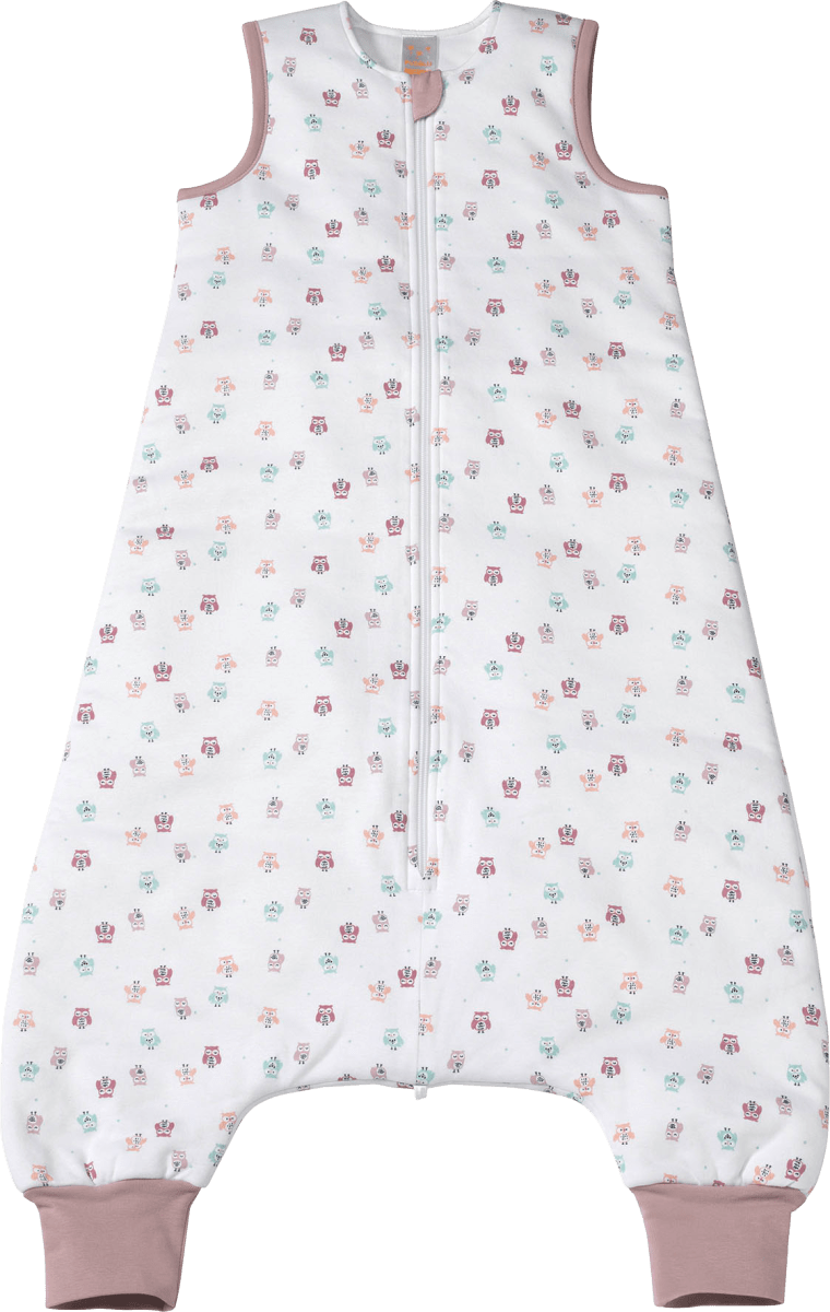 PUSBLU Kinder Schlafsack 2,5 TOG, 110 cm, in BioBaumwolle und recyceltem Polyester, weiß, lila