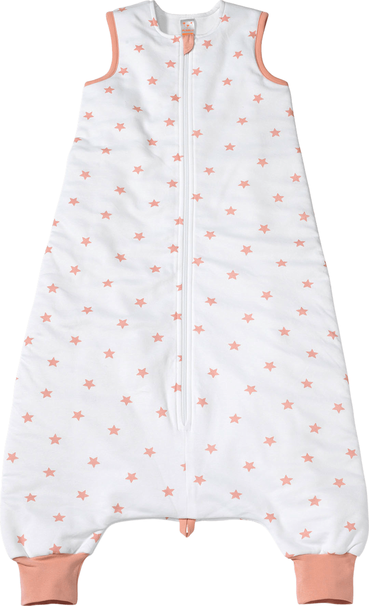 PUSBLU Kinder Schlafsack 2,5 TOG, 100 cm, in BioBaumwolle und recyceltem Polyester, weiß, rosa