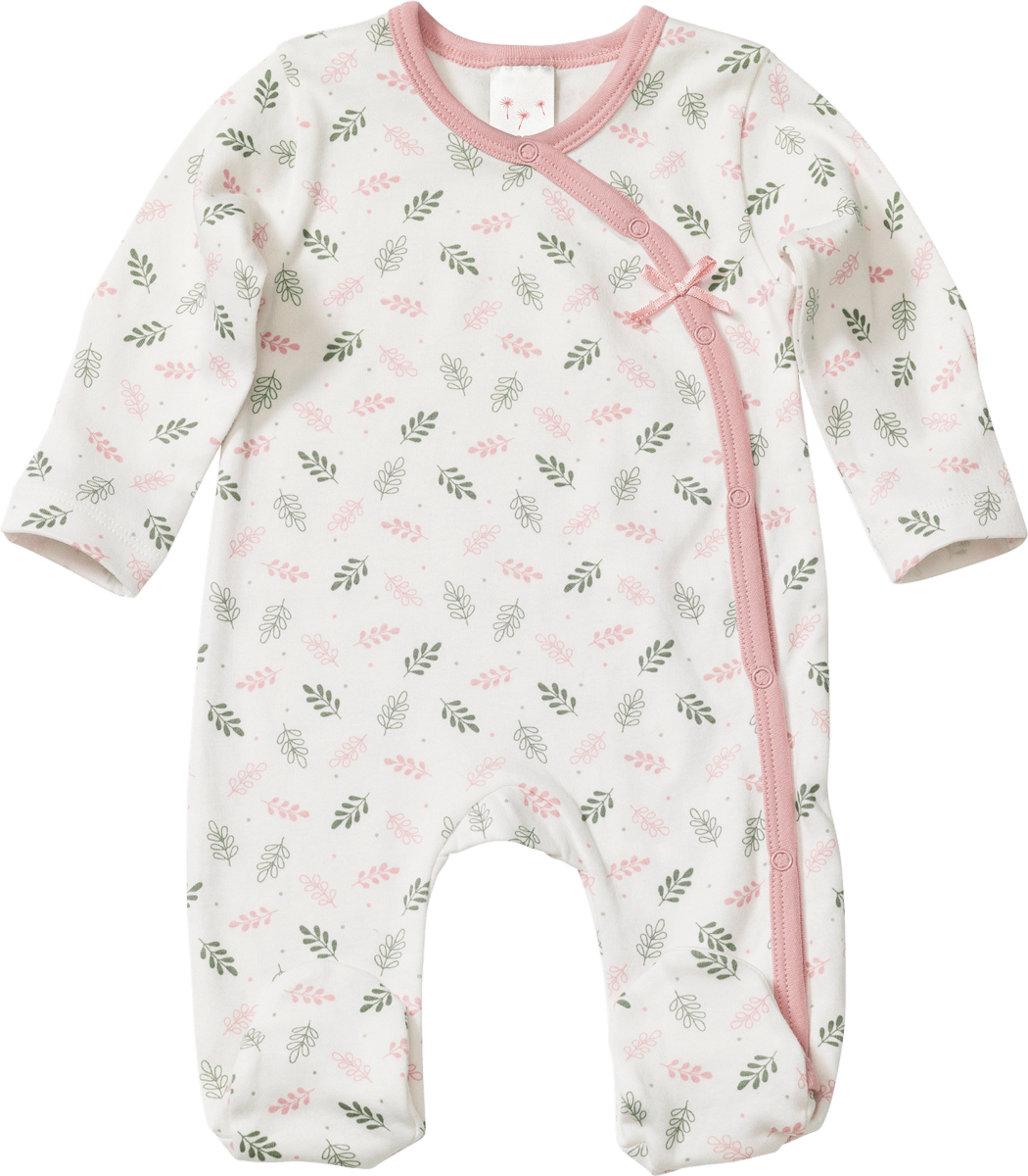 Baby Schlafanzug, Gr. 46/48, aus Bio-Baumwolle, weiß, rosa, 1 St