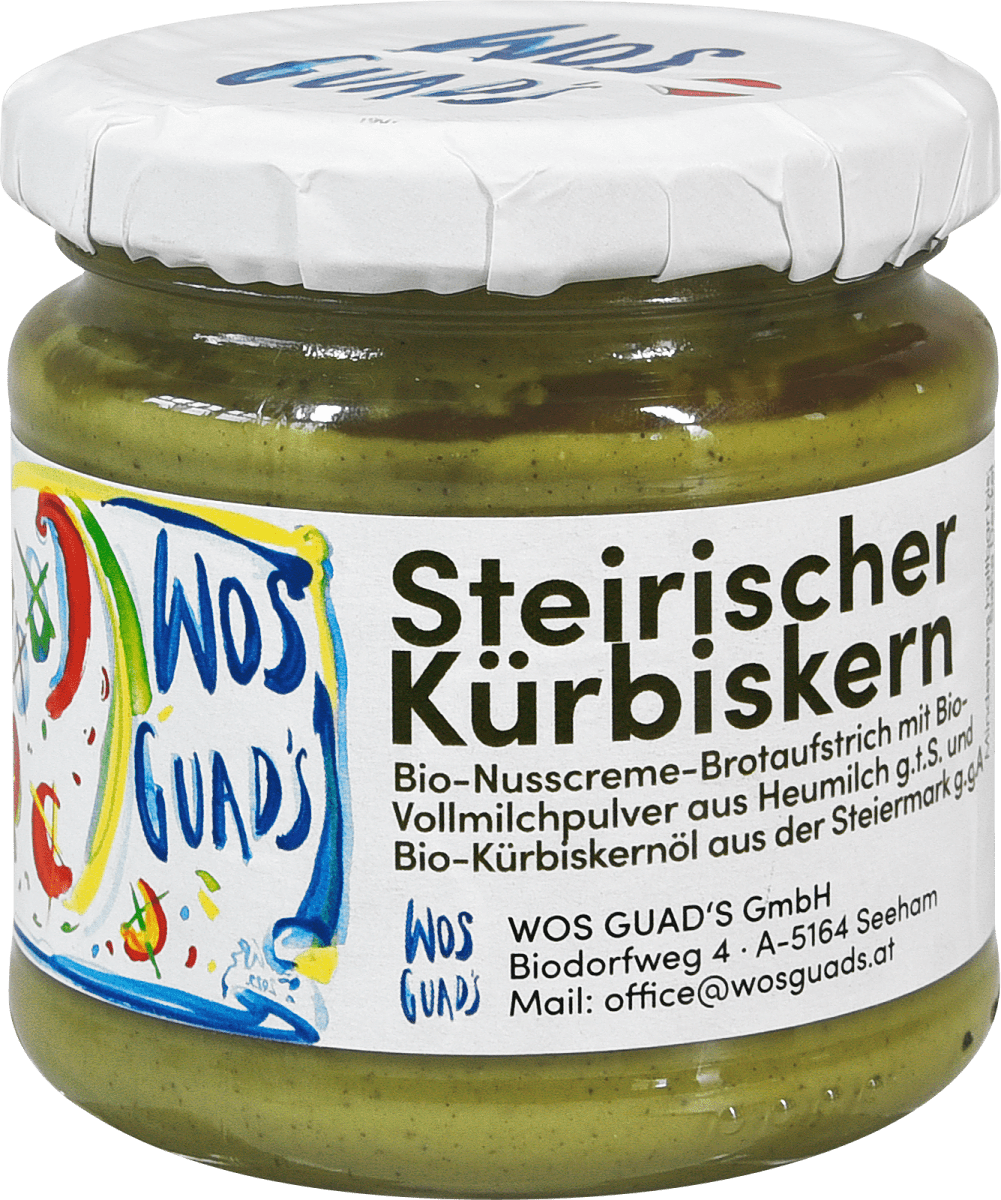 WOS GUAD`S Brotaufstrich Bio Heumilchcreme Kürbiskern, 180 g | dm.at
