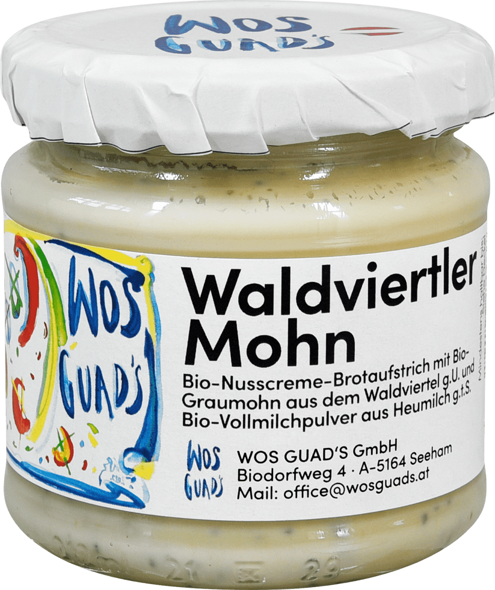 WOS GUAD`S Brotaufstrich Bio Heumilchcreme Mohn, 180 g | dm.at