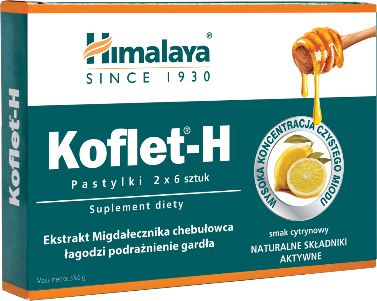 Himalaya Таблетки за гърло с мед и лимон Koflet-H, 33,6 g, 12 бр. | dm ...