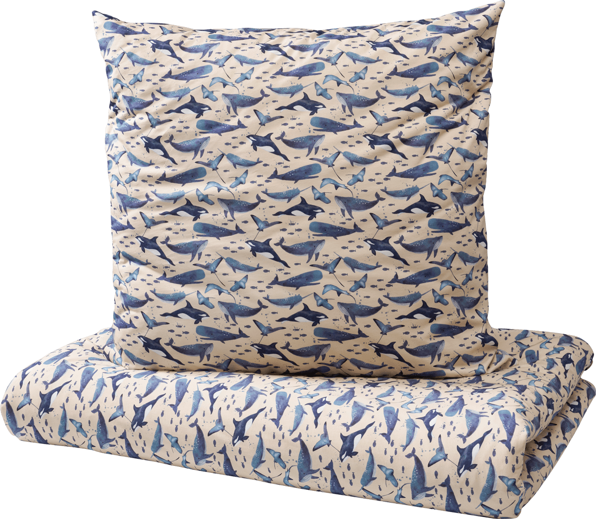 Bettwäsche 140x200 Wal Design - 3D Druck, Mikrofaser, 1 Bettbezug + 1 Kissen 70x90, Für Kinderzimmer