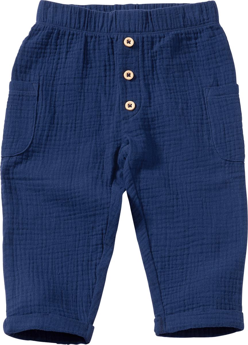 Hose aus Musselin, blau, Gr. 74, 1 St